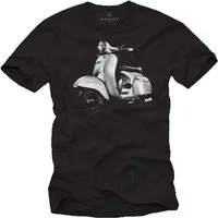 MAKAYA T-Shirt Herren Vintage Hippie Roller Motiv 60er 70er 80er Jahre Scooter Männer mit Druck