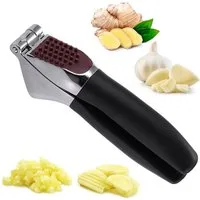BlingBin Knoblauchpresse Knoblauchschneider Garlic Press, Knoblauchpresse Set aus Edelstahl (1 St), Zinklegierung + ABS, Praktischer Küchenhelfer mit Knoblauchschäler und Reinigungsbürste