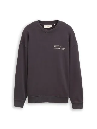 Denim Tom Tailor - Relaxed Fit Sweatshirt mit Print coal grey - Gr. - M