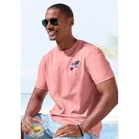 Beachtime T-Shirt, sommerliches Shirt mit modischem Palmen Print Regular-Fit, mit kleinem Print vorn und großem Print hinten