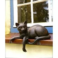 Antikas Wanddekoobjekt Skulptur Katze, lebendige Tierfiguren, liegendes Kätzchen für