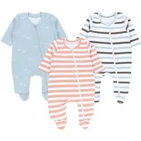 TupTam Schlafoverall Unisex Schlafstrampler Schlafanzug mit Fuß 3er Pack