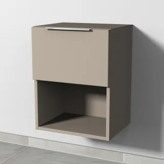 Sanipa 4balance Anbauschrank mit 1 Auszug und 1 offenem Fach, Sandgrau-Matt, DG11067 DG11067