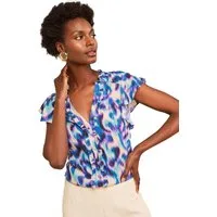 Love & Roses Kurzarmbluse Love & Roses abstrakte Bluse mit Flatterärmeln (1-tlg)