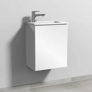 Sanipa 3way Waschtischunterbau zu Duravit ME by Starck Waschtisch mit 1 Tür, Weiß-Glanz SF72178