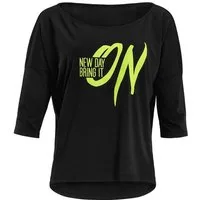 Winshape 3/4-Arm-Shirt MCS001 ultra leicht mit Neon gelbem Glitzer-Aufdruck
