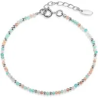 Materia Armkette Damen Edelstein Armband Türkis Weiß Apricot SA-34, Verschluss aus 925 Sterling Silber