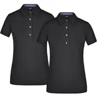 James & Nicholson Poloshirt Doppelpack Klassisches Damen Polohemd JN969 (Doppelpack, 2 Stück) mit konfektioniertem Kragen in Kontrastoptik
