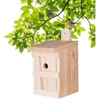 BigDean Nistkasten Vogelhaus für Meisen & Kleinvögel Massivholz 27x17x17cm Brutkasten, Kleinvogel Massivhaus aus Holz. Brutkasten, Nistkasten