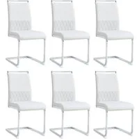Flieks Freischwinger (Set, 6 St), 6er Set Esszimmerstuhl Polsterstühle Kunstleder und Leinen