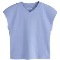 Next V-Shirt Interlock-T-Shirt mit V-Ausschnitt + kurzen Ärmeln (1-tlg)