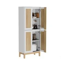 UEV Hochschrank mit 4 Türen, Kücheschrank, Badzimmerschrank (vielseitig einsetzbar für Flur, Küche, Hauswirtschaftsraum) Mehrzweckschrank Aktenschrank Hochschrank mit verstellbare Ablage
