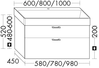 Burgbad Waschtischunterschrank System 30 Preisgruppe 1 Aqua 520x980x450 Eiche Dekor Nachtschwarz WYFF098F7320