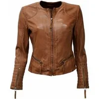 Zimmert Leather Lederjacke Bini washed Lammnappa, Knautschig, Cognac, Braun, Schwarz, Beere, Gruen