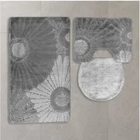 ROLFNERS Badematte Badezimmerteppich Badteppich Set 3 tlg, Weicher Flor, Rutschfest, schnell trocknend, fußbodenheizungsgeeignet, Polypropylen, Florhöhe ca. 15 mm, Waschbar bis max. 30°C