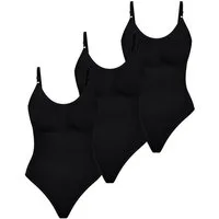 Smilodox Miederbody 3x Nysa Bodysuit, Formbody mit V-Ausschnitt, figurformend Figurformend, Strech, Rückenauschnitt, V-Ausschnitt