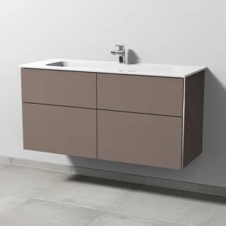 Sanipa 3way Keramik-Set Design Keramik-Waschtisch und Unterbau mit 4 Auszügen, Taupe-Matt BP4821T