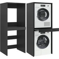 Bellamio Waschmaschinenumbauschrank Vist, Waschturm für Waschmaschine & Trockner mit ausziehbarer Ablage (187 x 65 x 66 cm (HxTxB), anthrazit) Hochschrank kompatibel mit Standardgeräten, mit Wandanschluss