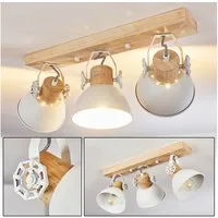 hofstein Deckenleuchte »Cotes« moderne Deckenlampe aus Metall/Holz in Weiß/Natur, ohne Leuchtmittel, Leuchte im skandinavischen Design, verstellbaren Schirmen, 3xE27