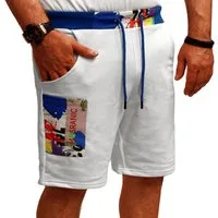 RMK Shorts Herren Short kurze Hose Sommer Bermuda Basic Einfarbig Elastikbund mit Tunnelzug