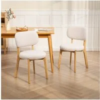 HOMCOM Esszimmerstuhl Küchenstuhl Polsterstuhl mit geschwungener Rückenlehne (Set, 2 St), 2er Set, Bouclé-Bezug, Holzbeine