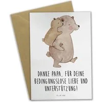 Mr. & Mrs. Panda Grußkarte Danke Papa - Weiß - Geschenk, Spruch, Liebe, Vatertag, Familienstütze, Einzigartiges Design