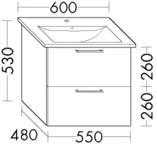 Burgbad Waschtischunterschrank Sys30 PG1 Aqua 520x550x480 Marone Dekor Trüffel, WVBR055F1718 WVBR055F1718