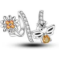 PANDACHARMS Bead Bienentanz Charm für Charm Armband, 925er Sterling Silber, Zirkonia