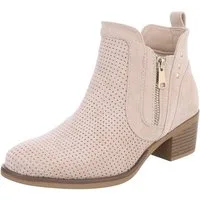 Ital-Design Modische Stiefelette mit Reißverschluss und Perforation Sommerboots (91261347) Blockabsatz Stiefeletten in Beige