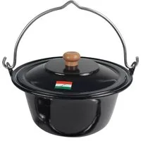 Grillplanet Holzkohlegrill Outdoor Gulaschkessel emailliert inclusive Deckel 4 Liter, Set