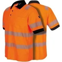 PRO FIT Poloshirt Warnschutz, Kurzarm-Polo Shirt, Arbeits-Poloshirt - Neonorange (1, Stück) Atmungsaktiv, hohe Sichtbarkeit durch Reflexstreifen, mit UV-Schutz
