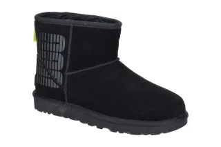 UGG 1144057 BLK Classic Mini Side Logo Damen Winterstiefel schwarz Wool-Lyoce...