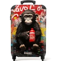NoBoringSuitcases.com© Hartschalen-Trolley Schimpanse vor einer Graffiti-Wand 55x35x20cm, 4 Rollen, Reisetasche mit Rollen, Koffer Handgepäck Flugzeug