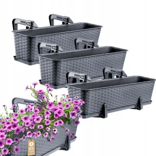 Kadax Balkonkasten, Graphit, Kunststoff, 17x60 cm, Dekoration, Blumen & Zubehör, Übertöpfe