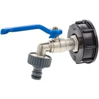 tecuro Regenwassertank Kugelauslaufventil mit Steckkupplung/Schnellkupplung und IBC Adapter
