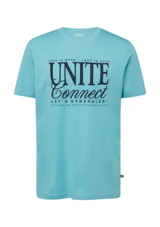 s.Oliver Red Label - T-Shirt aus Baumwolljersey mit Frontprint blau - Gr. - XL