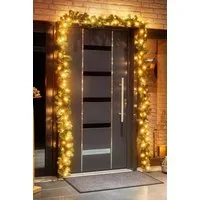 Kunstgirlande 5m Tannengirlande, 80er LED Lichterkette beleuchtet für Innen & Außen Tanne, BONETTI, künstlich, warm-weiß beleuchtet, flexibel ausrichtbar, erweiterbar