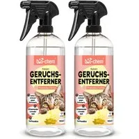 bio-chem Geruchsentferner Enzymreiniger Katzenurin 750 ml mit Mikroorganismen gegen Tiergerüche (2x Geruchsentferner Katze 0.75 l Handsprayflasche)