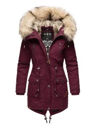 Navahoo Premium Damen Winterjacke Honigfee – Warmer Parka mit Abnehmbarem Kunstfellkragen
