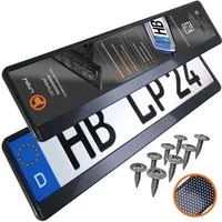 L & P Car Design Kennzeichenhalter für Auto Carbon Nummernschildhalter Kennzeichenhalterung, (2 Stück)