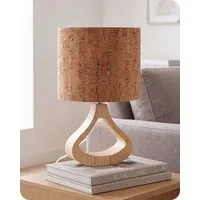 EDISHINE Nachttischlampe Höch 34cm Holz, Holzdeko, LED wechselbar, warmweiß, Lampe mit Ein-/Ausschalter, E27 Fassung mit 2700K LED-Glühbirne