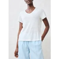 bonprix T-Shirt figurumspielende Passform, Kurzarm, V-Ausschnitt, aus Leinen