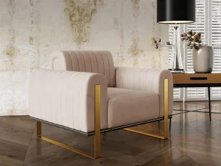 Sessel Designersessel VALERIE in Stoff Elisa Velvet Beige