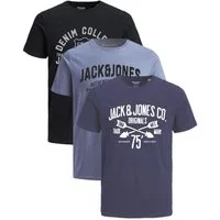 Jack & Jones Print-Shirt Bequemes Slimfit Shirt (Spar-Set, 3er-Pack) in Unifarbe mit Print