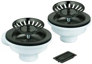 GROHE Spülen-Ablaufgarnitur 40997 1 Becken ohne Exzenter hard graphite gebürstet, 40997AL0 40997AL0