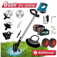 Bundviel Akku-Rasentrimmer Elektro Rasentrimmer 21V Akkurasenmäher Wiederaufladbarer mit 2xAkku, mit 2x4000mAh Akku & Ladegerät