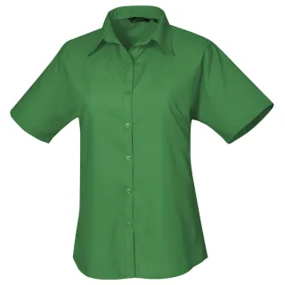 Premier Damen Kurzarm Popeline Bluse / Arbeitshemd (Smaragdgrün)