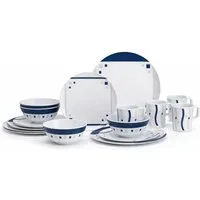 HEKERS Geschirr-Set Melamin Geschirr Set Cubic blue, Bruchsicheres, leichtes Melamin Geschirr für Haushalt & Outdoor