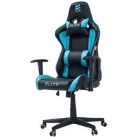 ELITE Gaming Gaming-Stuhl Ergonomischer Bürostuhl Destiny inkl. Rücken- & Nackenkissen (Drehstuhl mit 2D-Armstützen, verriegelbare Wippmechanik, mechanische Härtegradeinstellung, verstellbare Sitzhöhe, 90° klappbare Rückenlehne, Sicherheits-Doppelrol