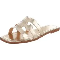 Ital-Design Damen Pantoletten mit Cut-out-Design, flach Pantolette (91970927) Blockabsatz Pantoletten in Gold